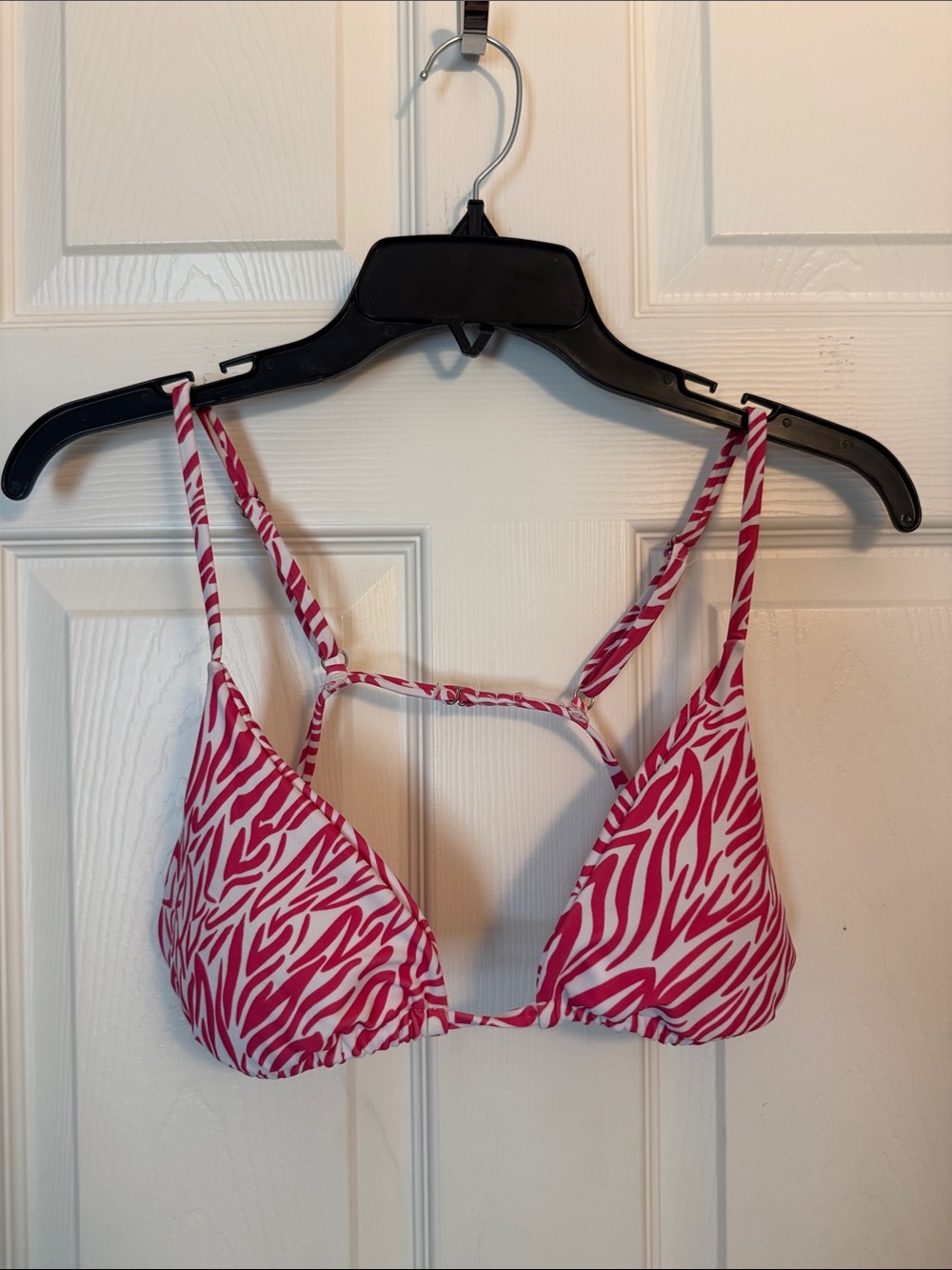 SHEIN Hot Pink Zebra Print Triangle Bikini Top